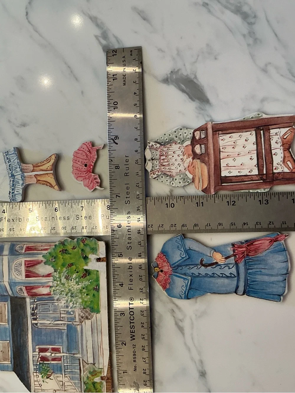Blue Victorian Doll and House Playset - Decorative Paper Dolls